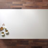 Blanco Zeus Quartz worktop shown from above with a clean white surface and uniform finish