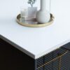 Blanco Zeus Quartz worktop corner close-up showing clean edge detail on a bright white surface
