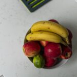 Fruit bowl placed on Carrara Quartz worktop in a modern kitchen