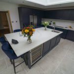 Carrara Quartz worktops in a modern kitchen with subtle grey veining
