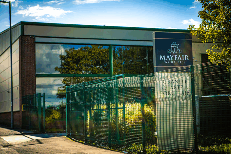 Exterior of Mayfair Worktops headquarters and showroom for Quartz, Porcelain and Granite worktops